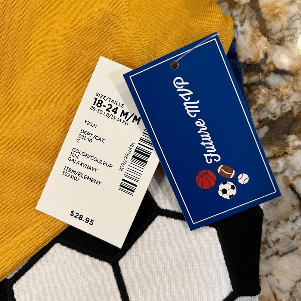 NWT Gymboree Boys Blue & Gold W/Embroidered Soccer Ball Top